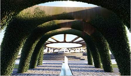 Green arcades along the walk