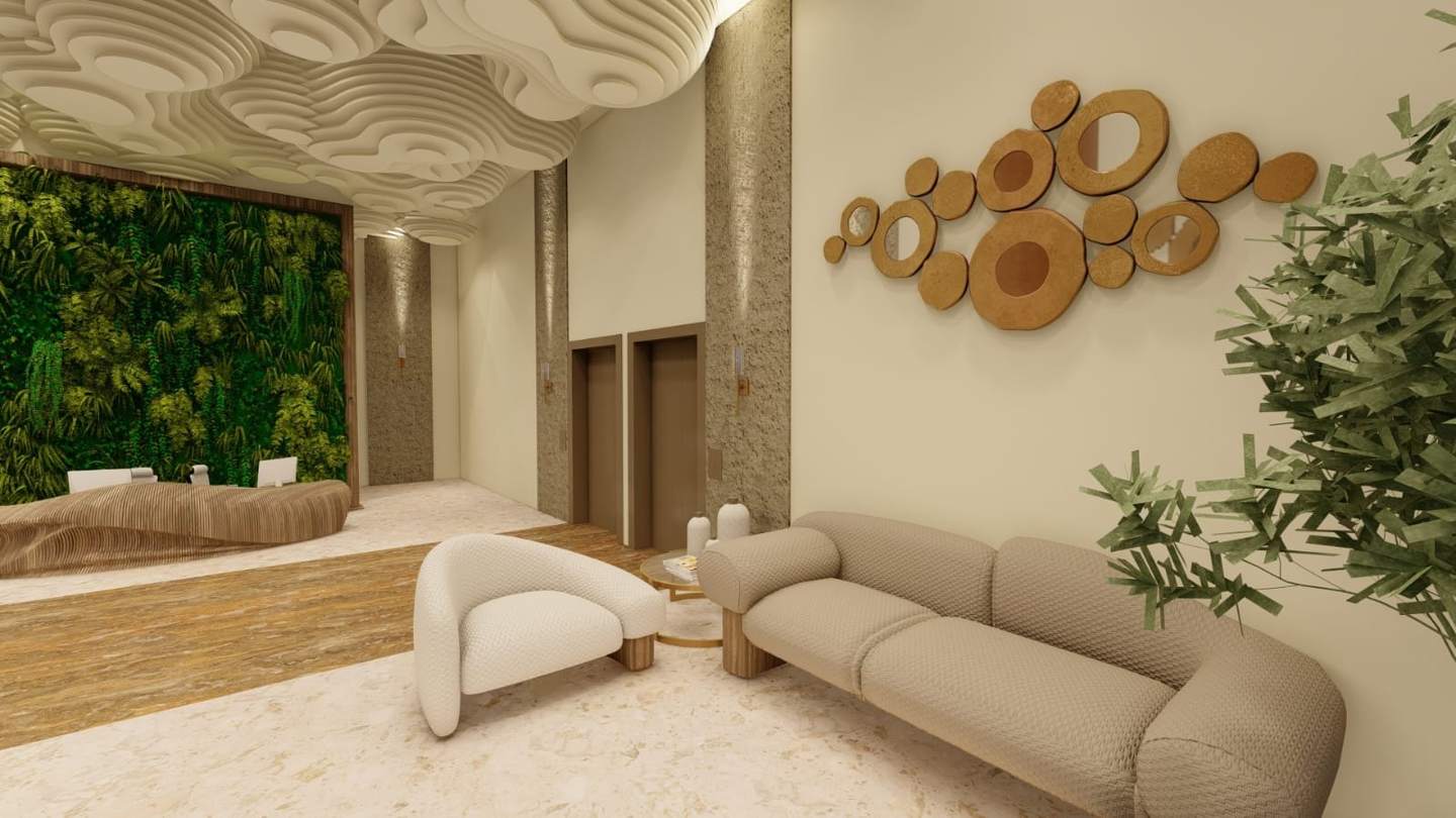 A quieter seating corner near the lifts