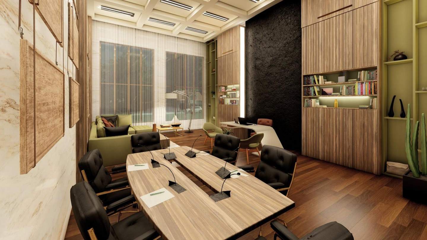 Executive office with meeting table, lounge and desk