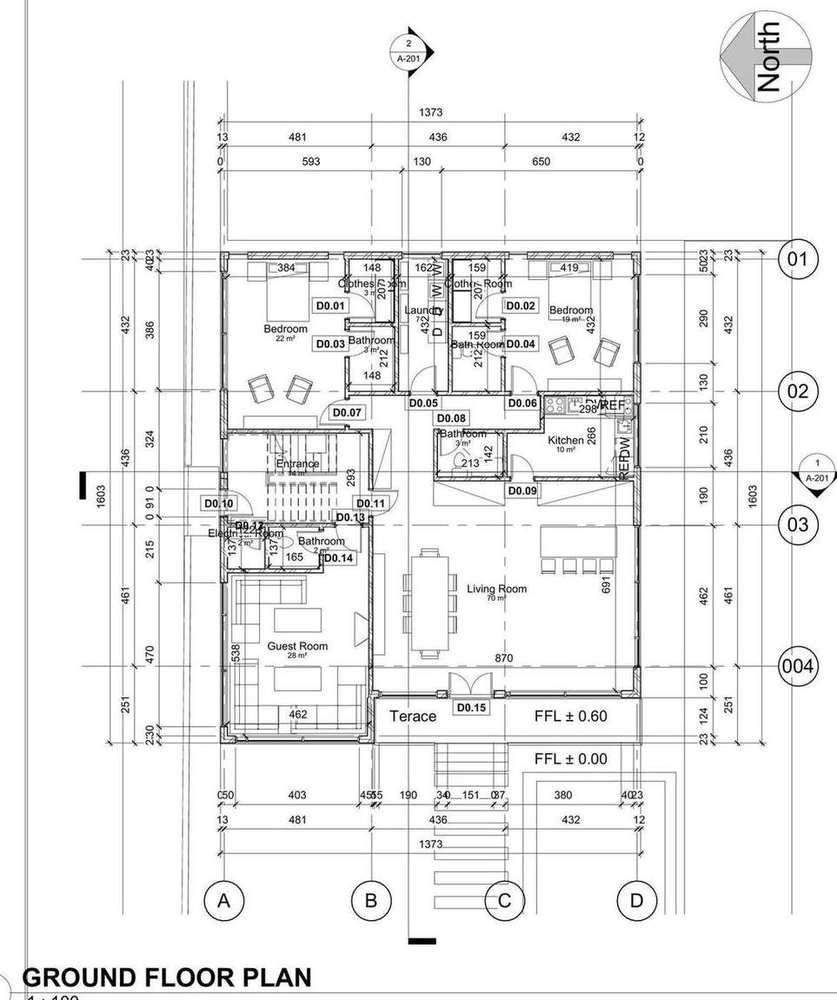 Ground floor plan, 1:100