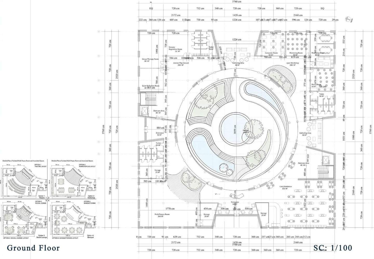 Ground floor plan, 1:100